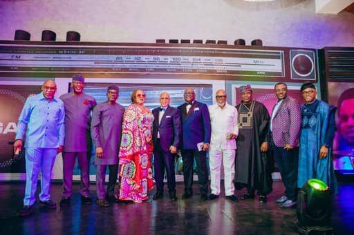 When "Shobi Collective" honoured Dr. Biodun Shobanjo, Chairman of Troyka Holdings who turned 80 on December 24,2024.  Dr. Shobanjo(5th from left) flanked by his wife, Joyce, Nr. Funding Onabolu,(3rd from.left), Mr. Udeme Ufot( 6th from left)  at  surprised birthday party at Metropolitan Club, Victoria Island,  Lagos on Saturday.