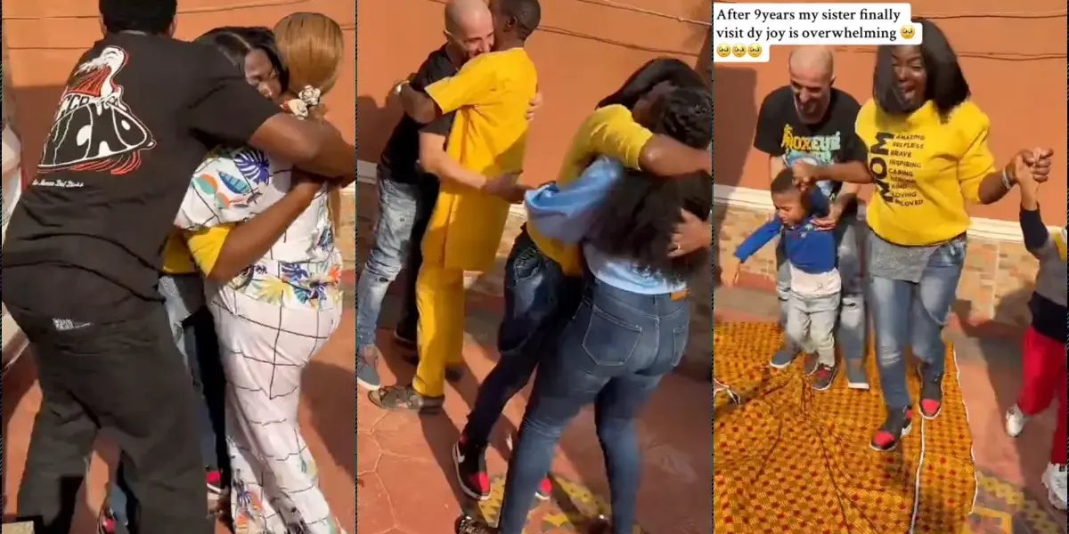 Moment lady returns home with Caucasian husband after 9 years abroad