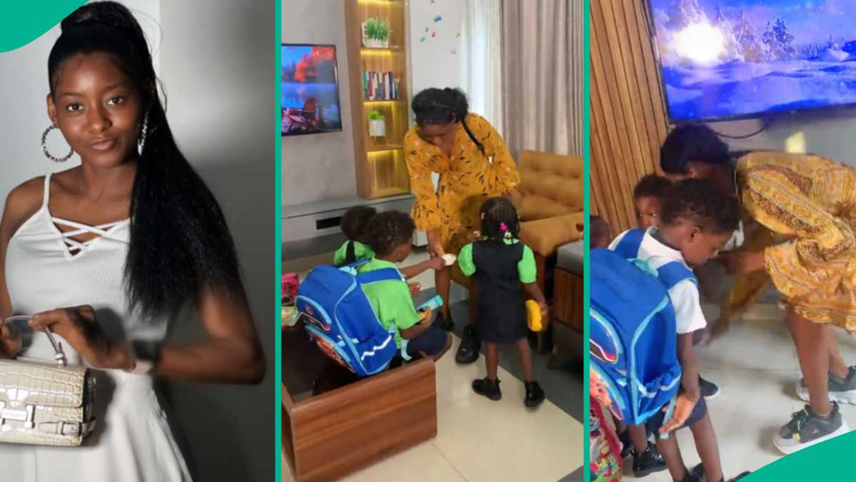 Mum Shows "Ritual" She Performs on Her Children before Taking Them to School, Video Thrills People