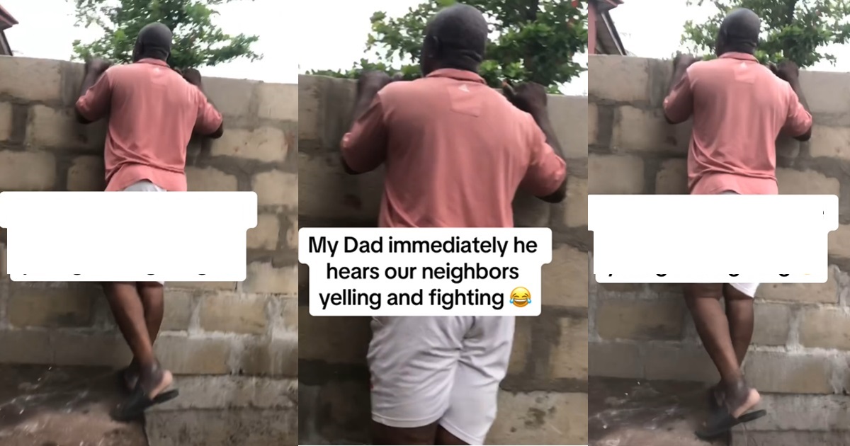 "Na why you con dey cast your daddy" – Guy shares what his father did after hearing their neighbors f!ghting in the next compound (WATCH)