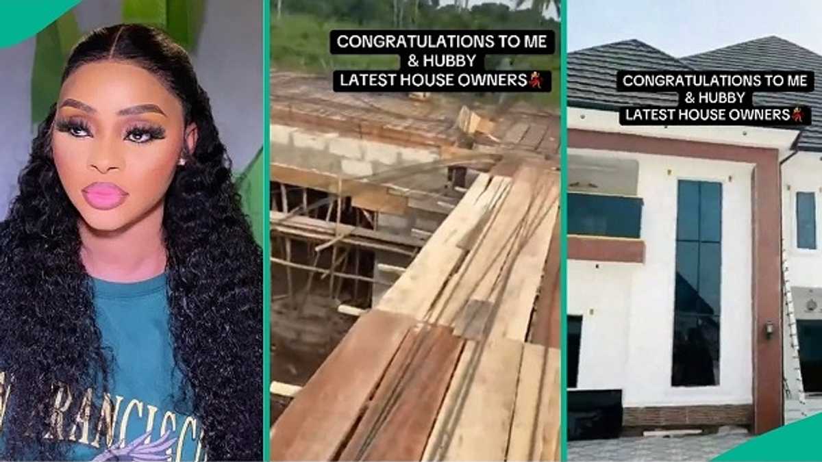 Nigerian Woman Overjoyed as Husband Completes Mansion after 7 Months, Video Trends Online