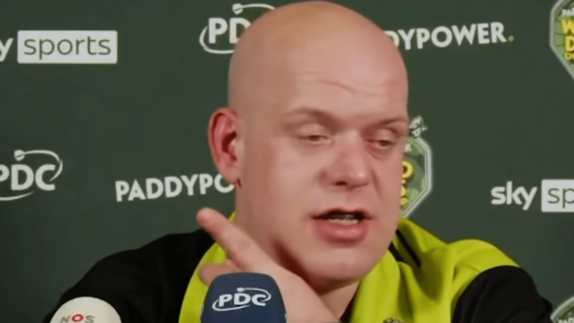 Scots darts hero called out by Michael van Gerwen in live TV interview as he says 'every year he's allowed to talk c***'