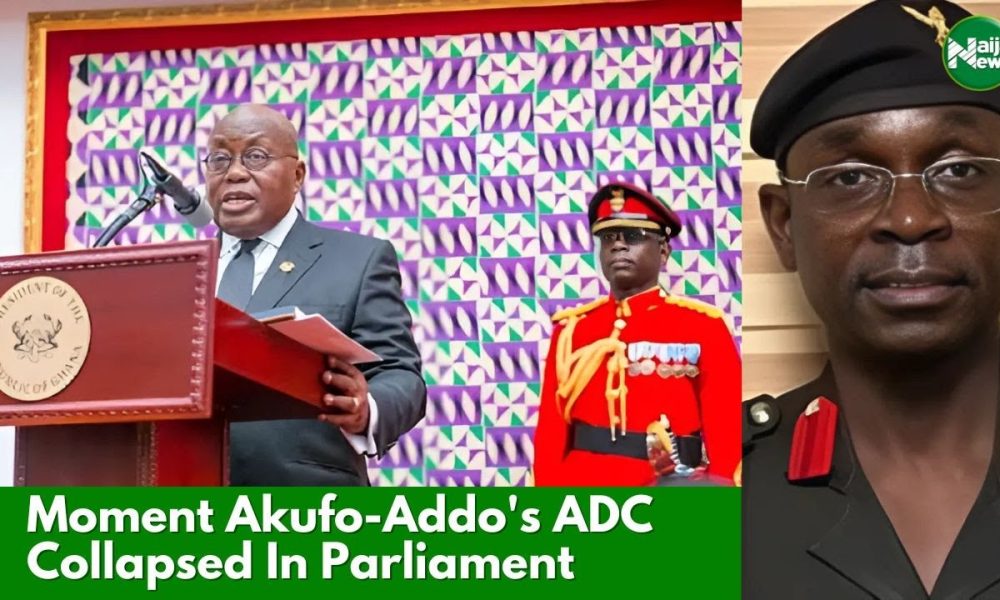 VIDEO: Panic As Ghana President’s ADC Collapses In Parliament