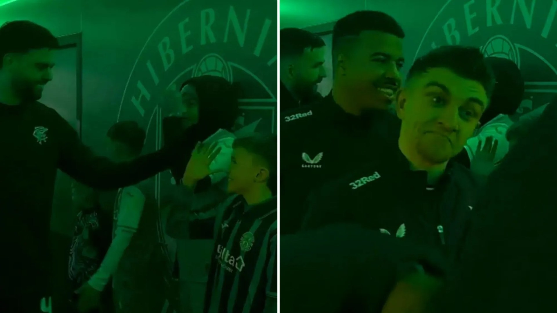 Moment cheeky Hibs mascots troll Rangers stars in the tunnel as fans demand 'stadium ban please'