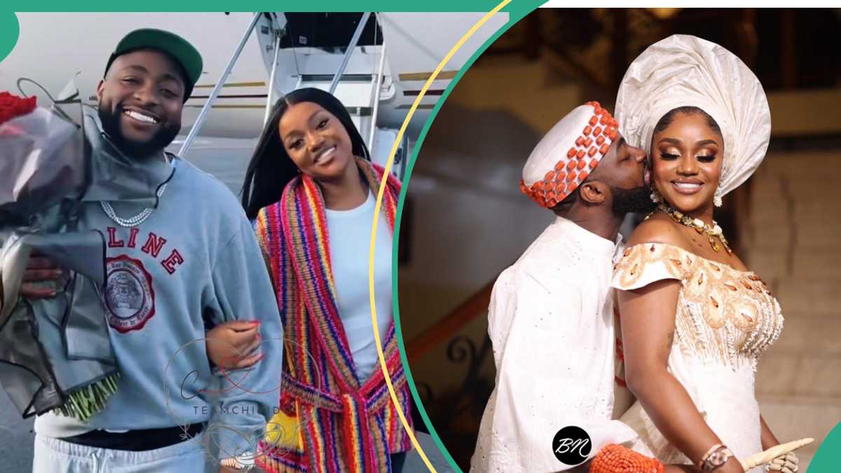 Davido and wife Chioma jet out in style for New Year celebration, videos of them in PJ trends online