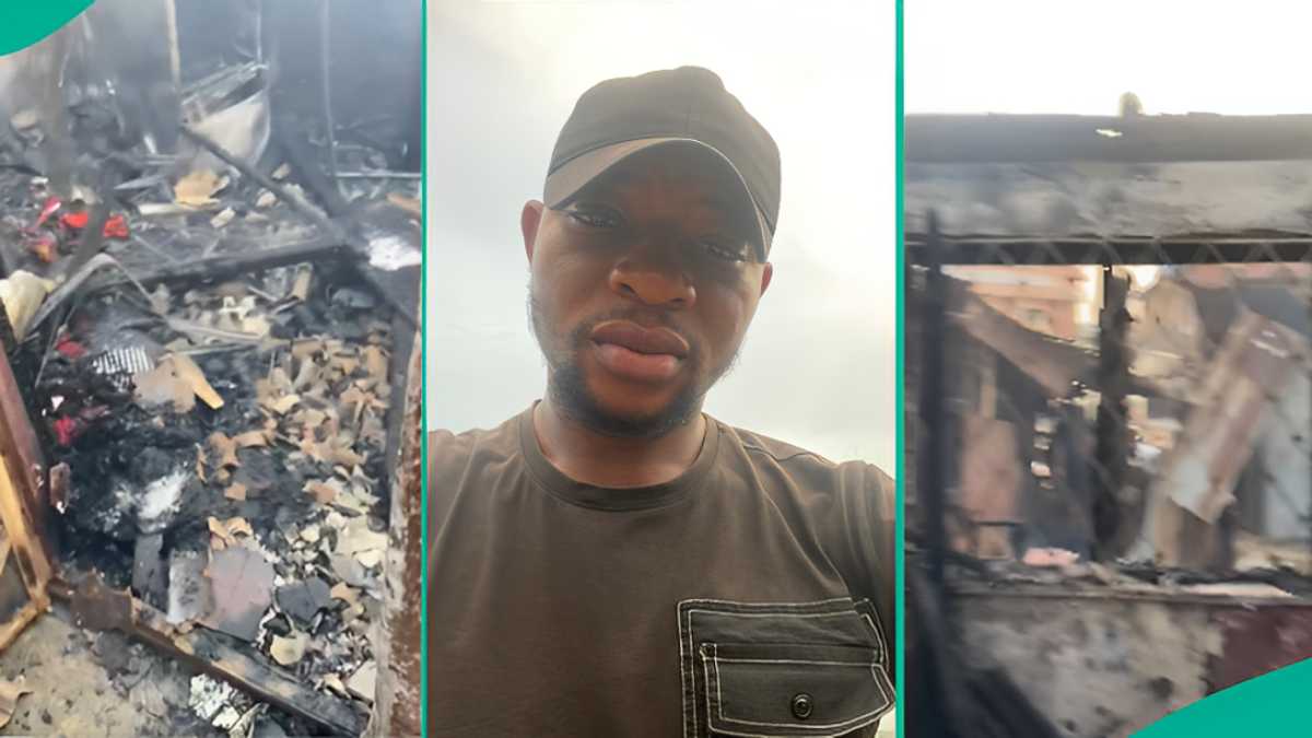 Man Laments As He Loses His Belongings After Fire Burned Down His Home, Shares Video